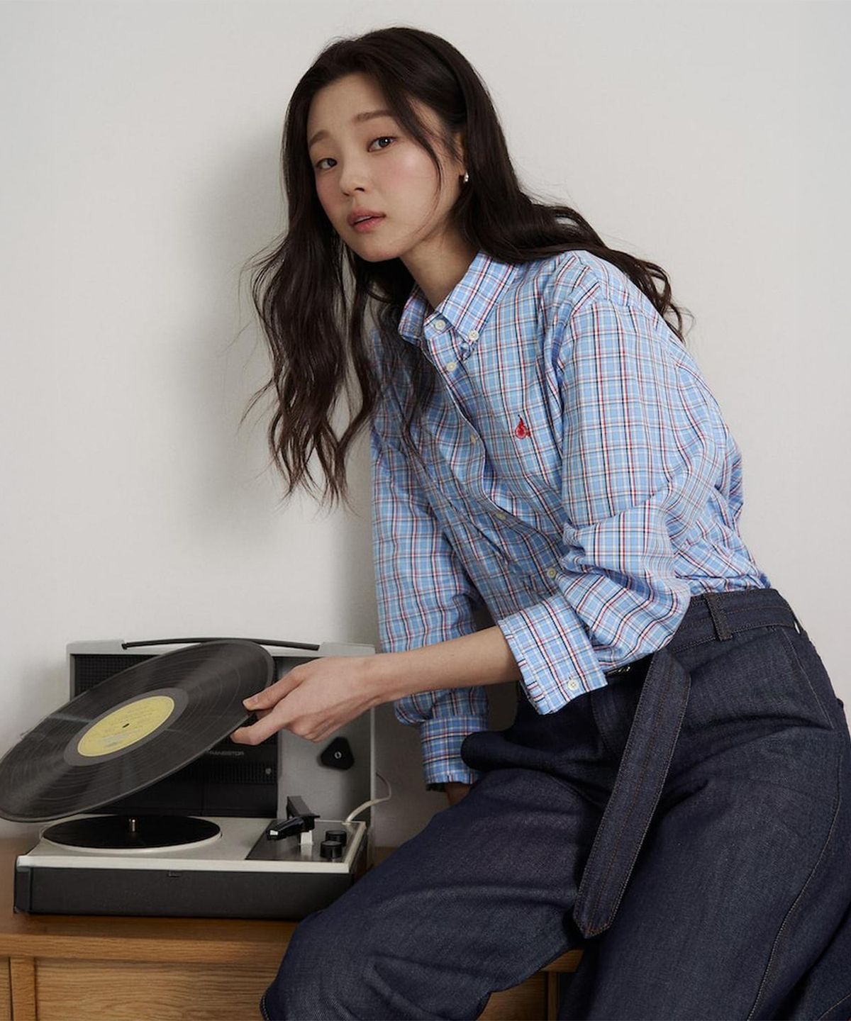 빈폴 레이디스(BEANPOLE LADIES) 그리드 체크 셔츠  스카이 블루 (BF6264C03Q)