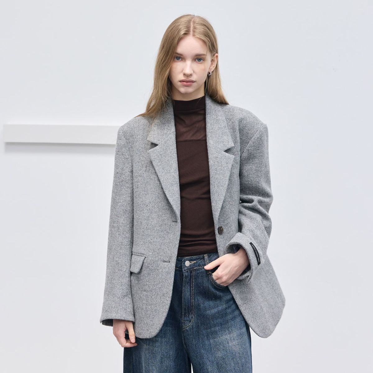 히이크(HYYK) Alpaca Modern Tailored Jacket_Melange Gray