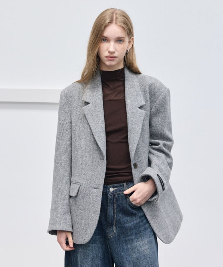 Alpaca Modern Tailored Jacket_Melange Gray