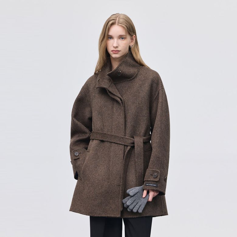 Camel Wool Handmade Half Coat_Oak Brown