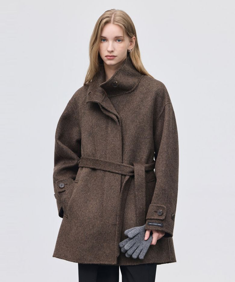 Camel Wool Handmade Half Coat_Oak Brown
