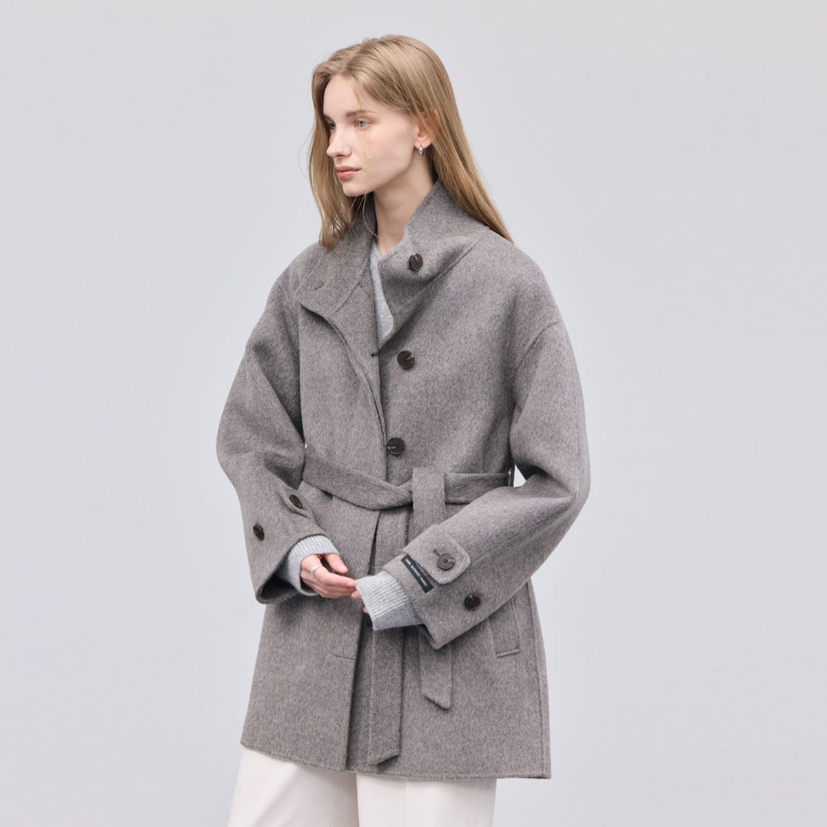 히이크(HYYK) Camel Wool Handmade Half Coat_Brown Gray