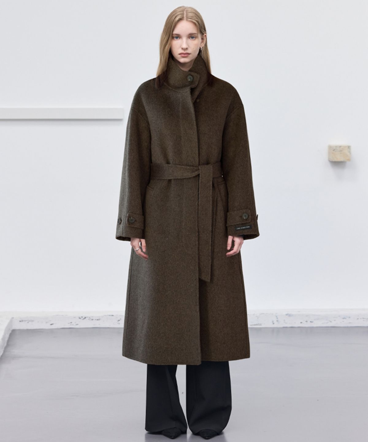 히이크(HYYK) Camel Wool Handmade Long Coat_Oak Brown