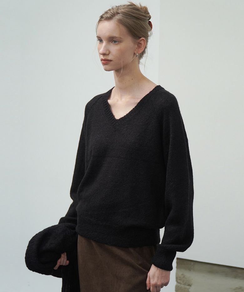 Wool Alpaca Plain Knit_Black
