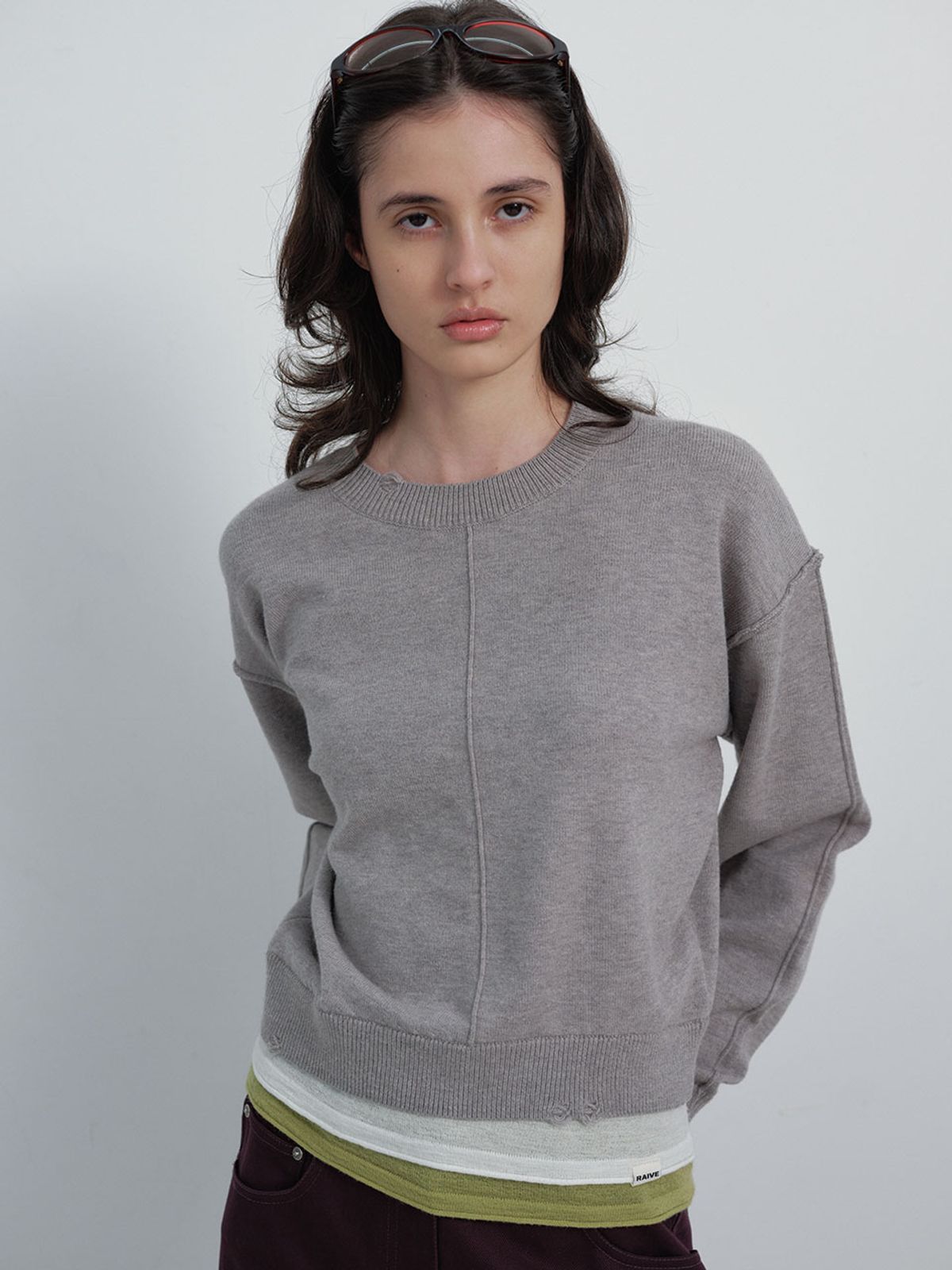 레이브(RAIVE) 2Color-block Layered Knit VK6SP154_2color