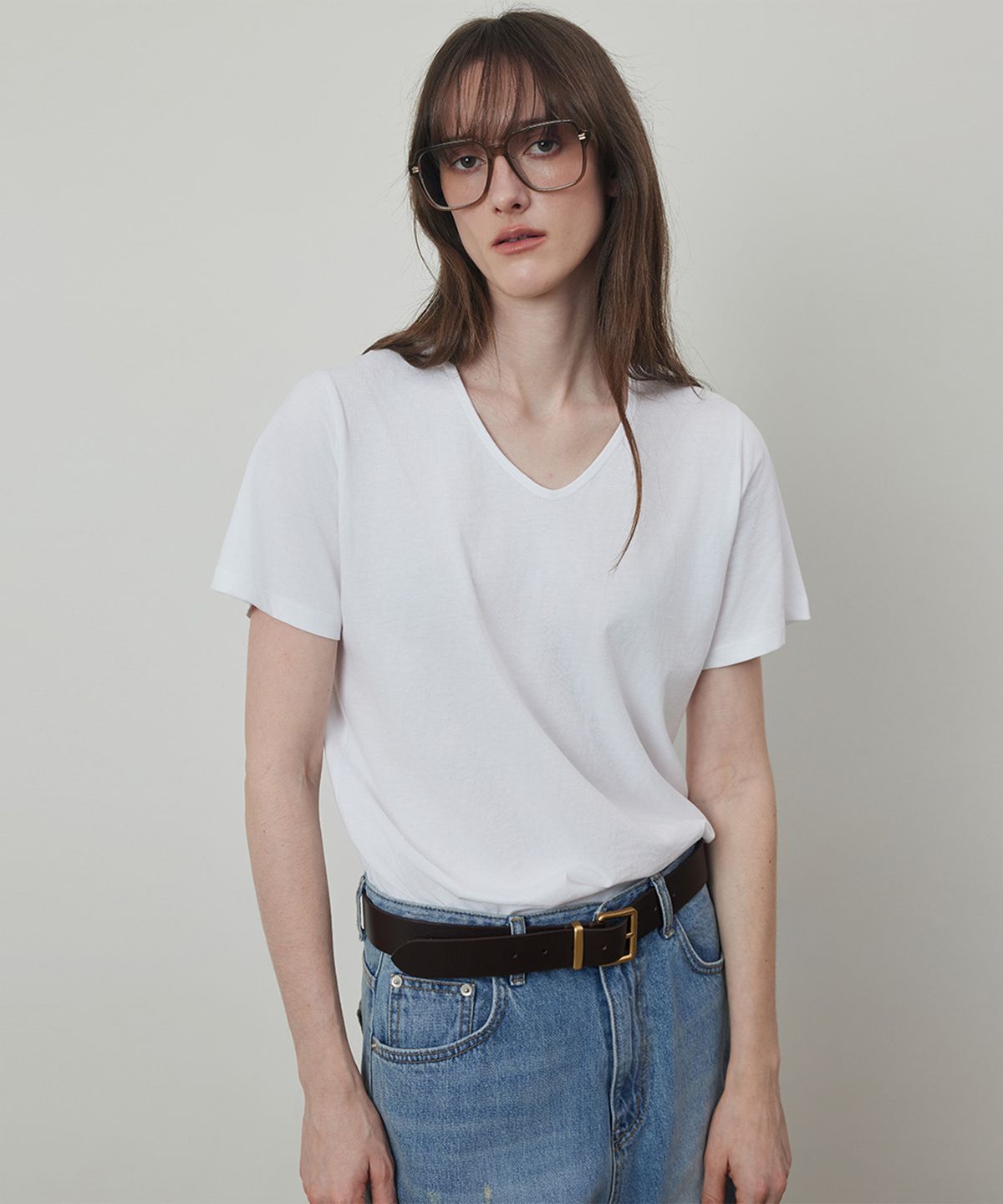 퀸스래빗(Q'SRB) Basic four Season Semi U neck T-shirt