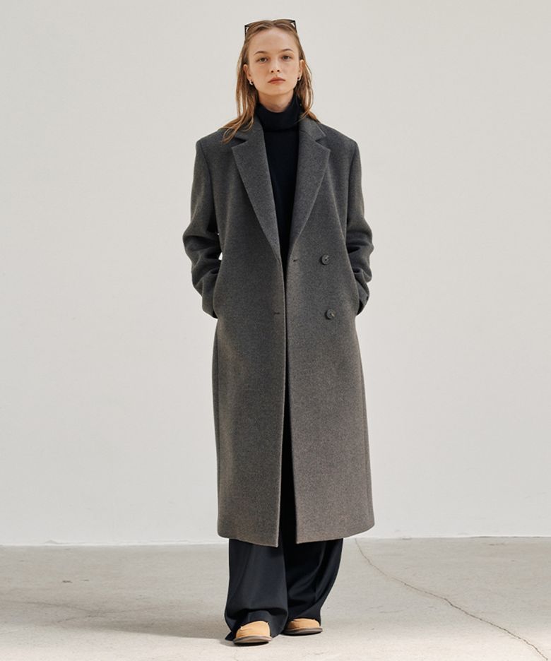Wool 100 Tailored Coat_Greish Brown