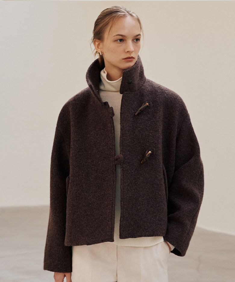 Alpaca Teddy Cloth Toggle Jacket_Oak Brown
