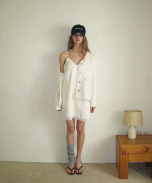 Aloha lace satin mini dress - Cream