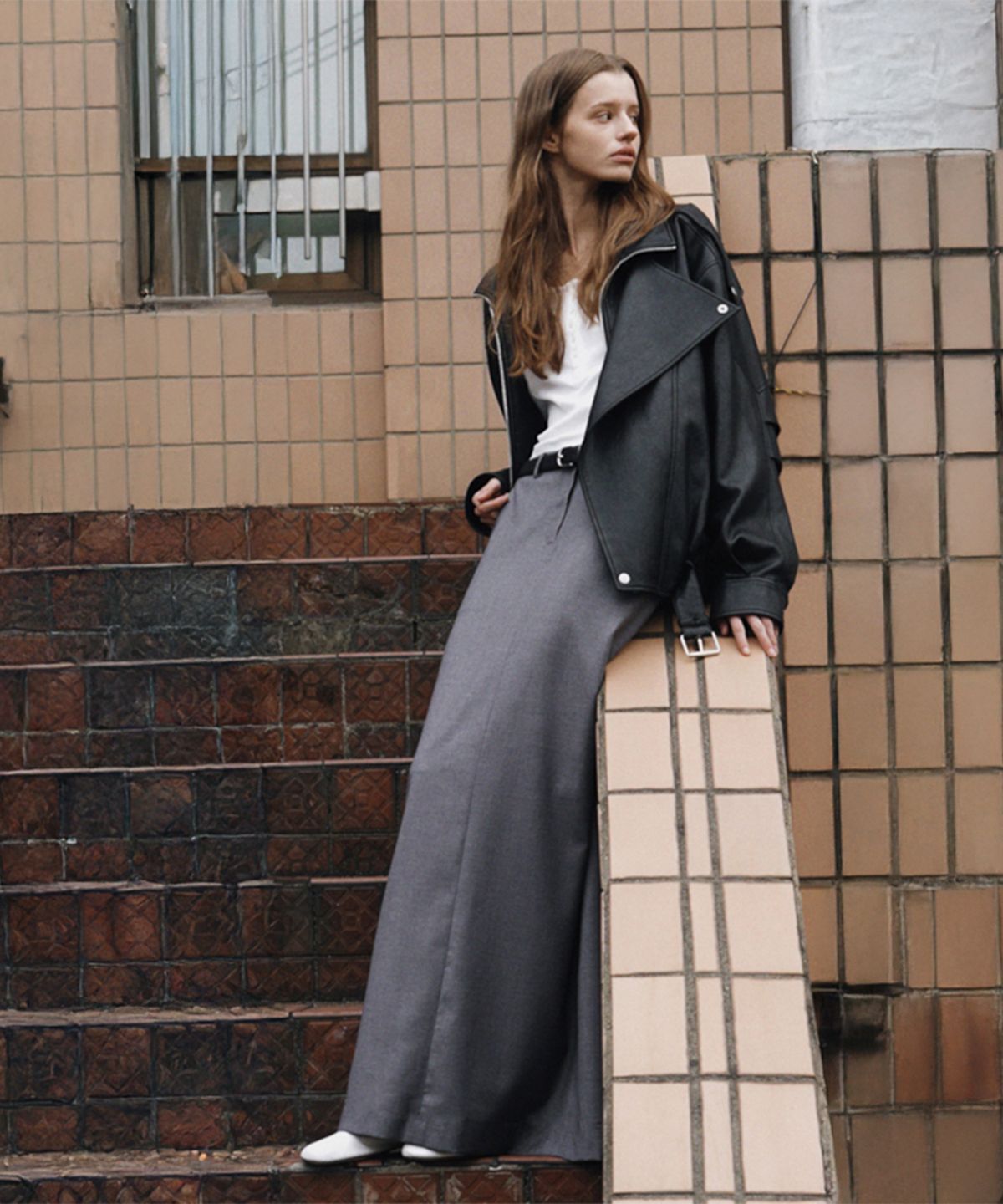 퀸스래빗(Q'SRB) Mira Wool Blend Long Skirt