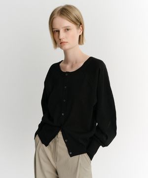 LOA ROUND SLEEVE CARDIGAN (BLACK)