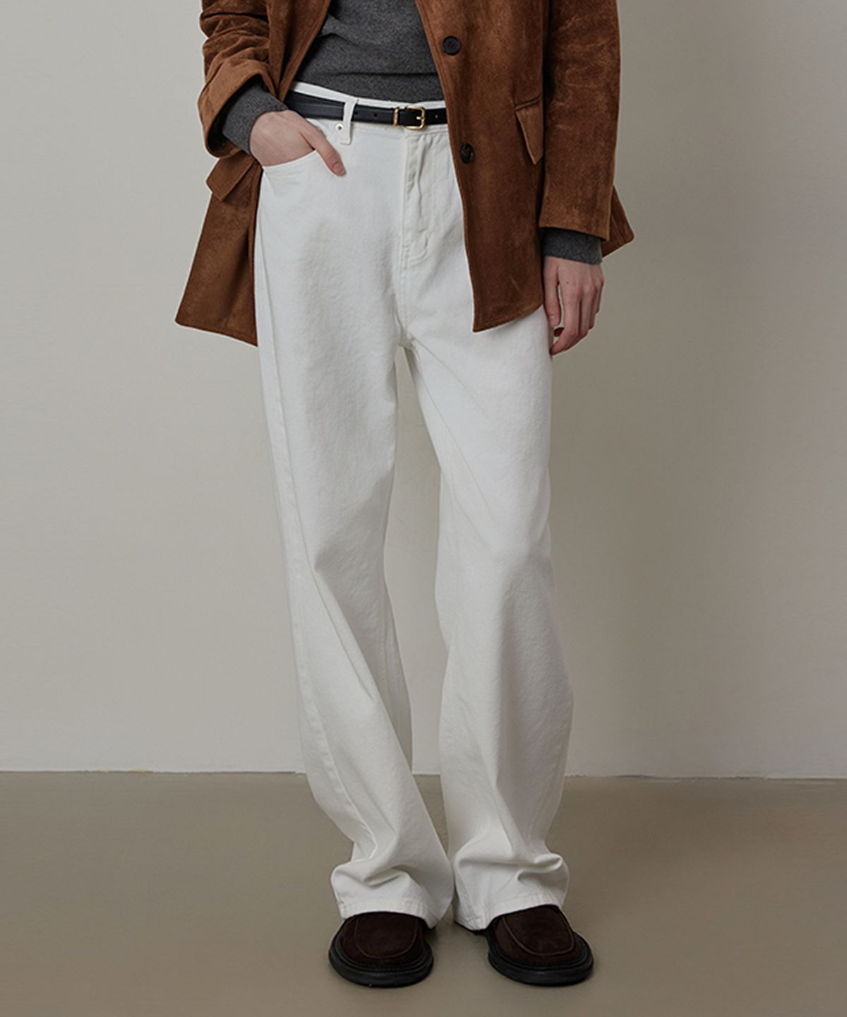 퀸스래빗(Q'SRB) Paul Semi Wide Fit Washing Denim Pants
