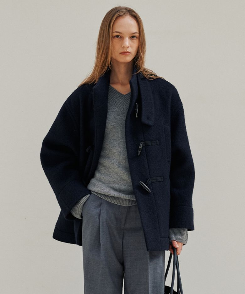 Alpaca Toggle Half Coat_Navy