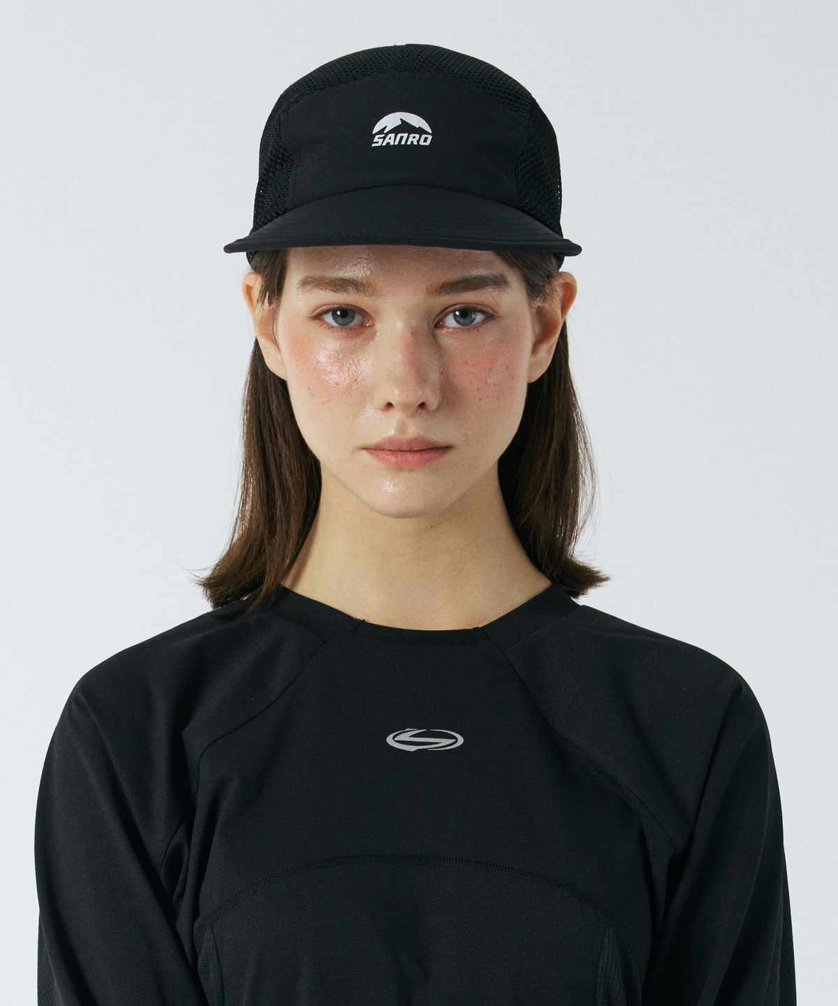 산로(SANRO) [UNISEX] 탑 메쉬 러닝 캡 모자 - 블랙