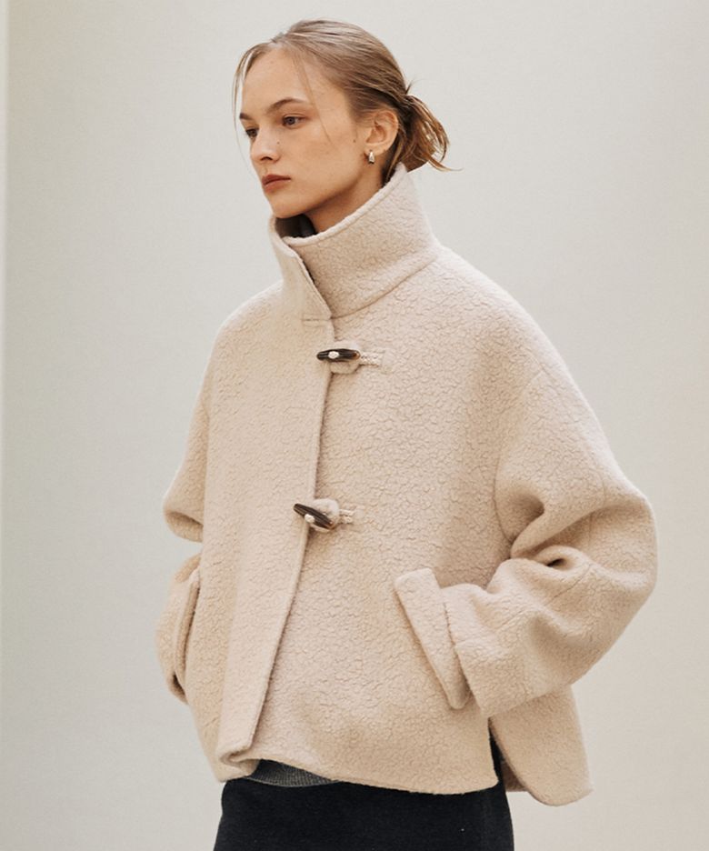 Alpaca Teddy Cloth Toggle Jacket_Cream Beige