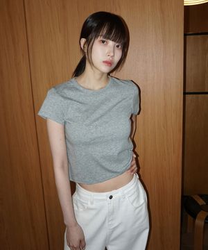 (woman) [크롭/일반] 시그니처 스탠 반팔_Gray