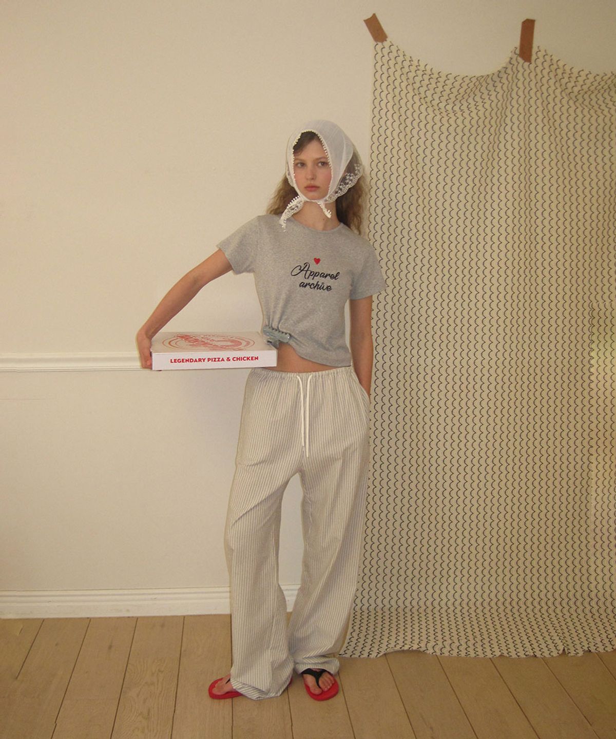 어패럴아카이브(APPAREL ARCHIVE) Penna stripe banding pants - Skyblue