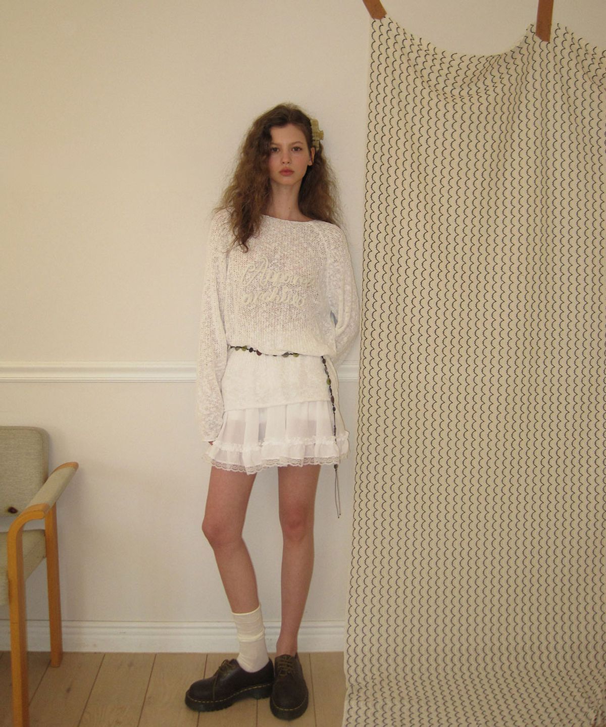 어패럴아카이브(APPAREL ARCHIVE) Belly lace mini skirt - Ivory