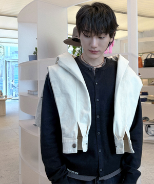 MAN 핸드 스티치 레이어드 가디건 [BLACK] / GF1MKC005