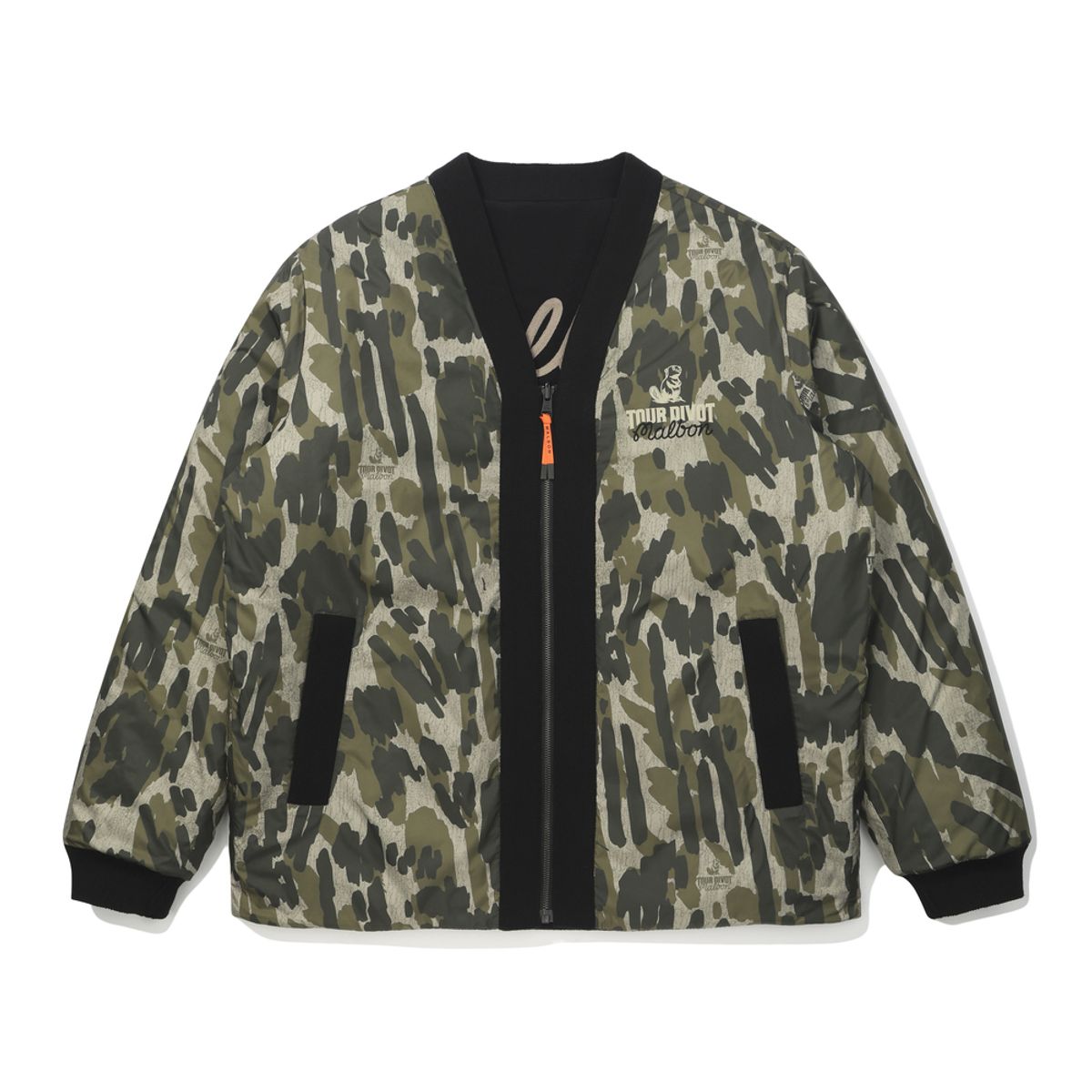 말본 골프(MALBON GOLF) [Tour Divot] Y넥 패턴프린트 안감 패딩자켓 CAMO (MAN)