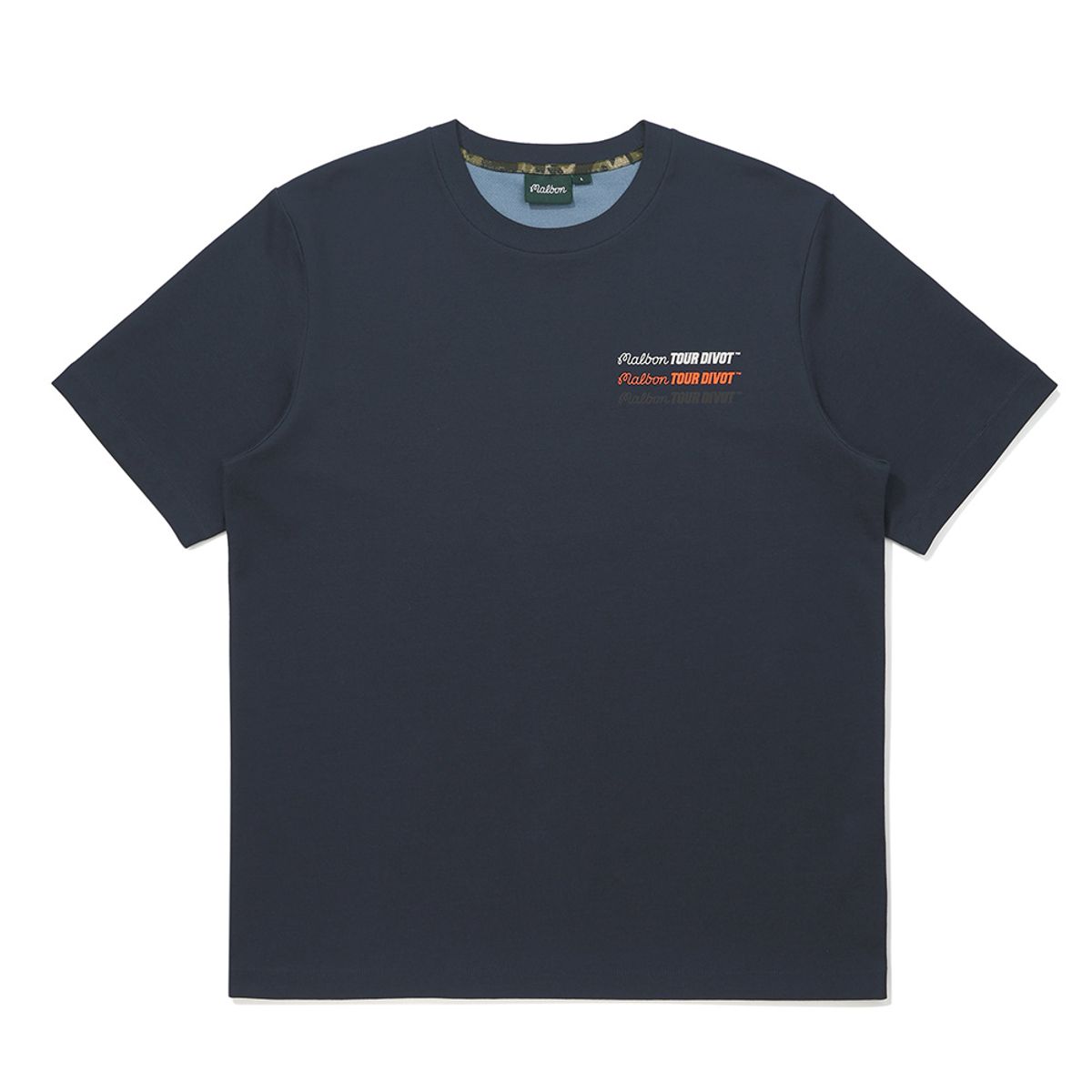 말본 골프(MALBON GOLF) [Tour Divot] 레터링 포인트 반팔 티셔츠 DARK NAVY
