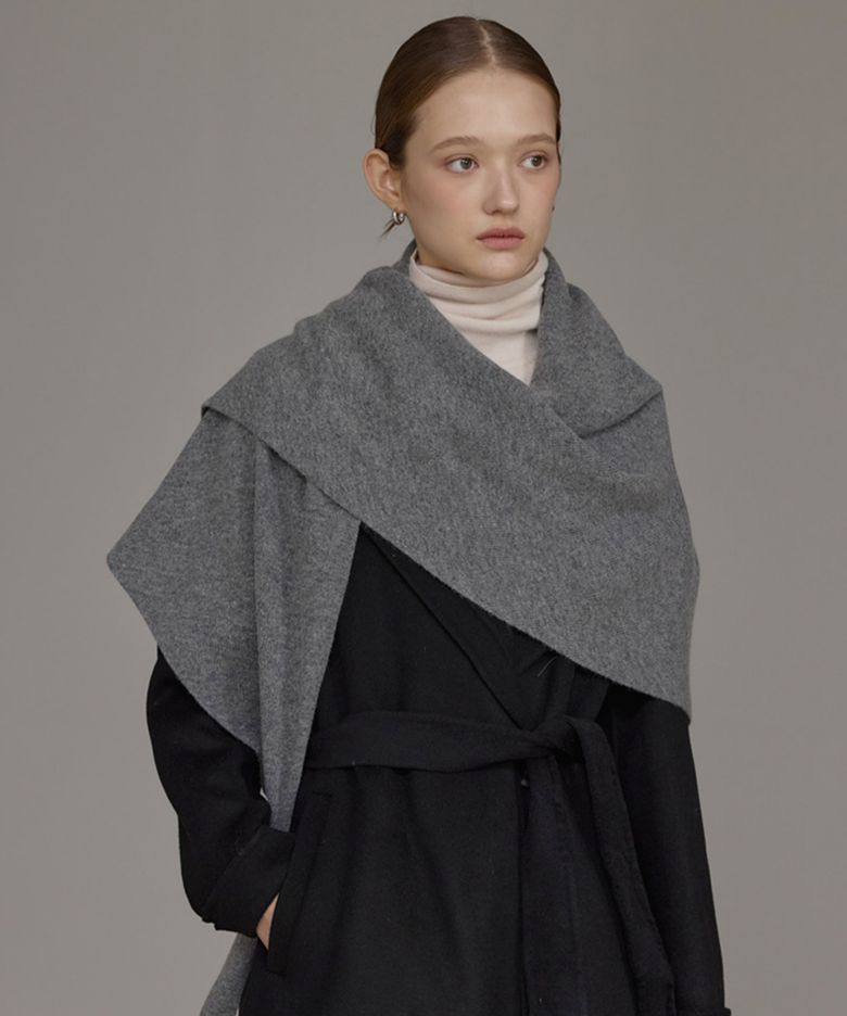 Lambs Wool Muffler Cape_Deep Gray