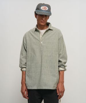 MAN 스티치 스트라이프 풀오버 셔츠 [KHAKI] / GF1MSH003