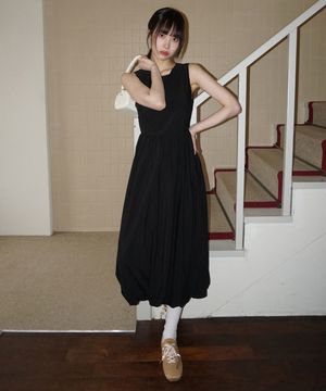 (woman) 엘리 벌룬 롱 원피스_Black