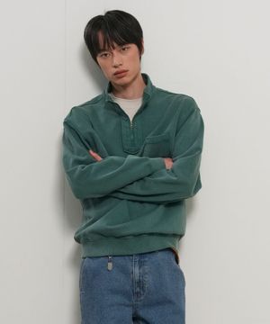 MAN 포켓 하프 집업 맨투맨 [GREEN] / GF1MSS004