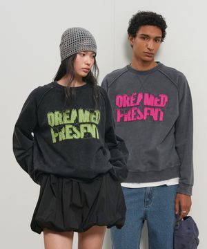 UNISEX 가먼트 다잉 레터링 맨투맨 [2COL] / GF1USS005