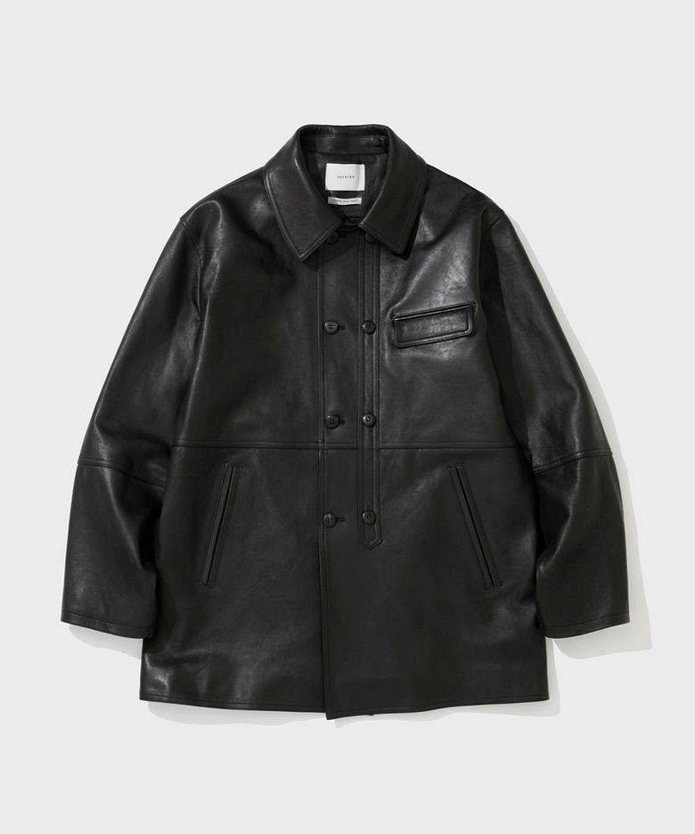 LC LEATHER CAR COAT (BLACK)