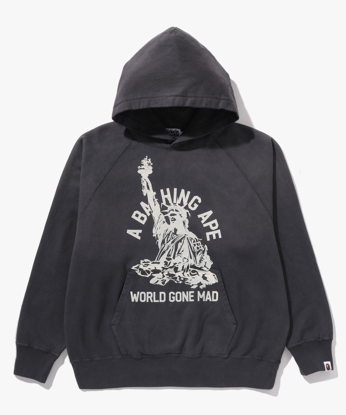 베이프(BAPE) 디스트로이 워시드 릴렉스드 핏 풀오버 후드(M) BLACK