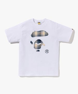 베이프 체크 에이프 페이스 티셔츠(M) WHITE/BLUE