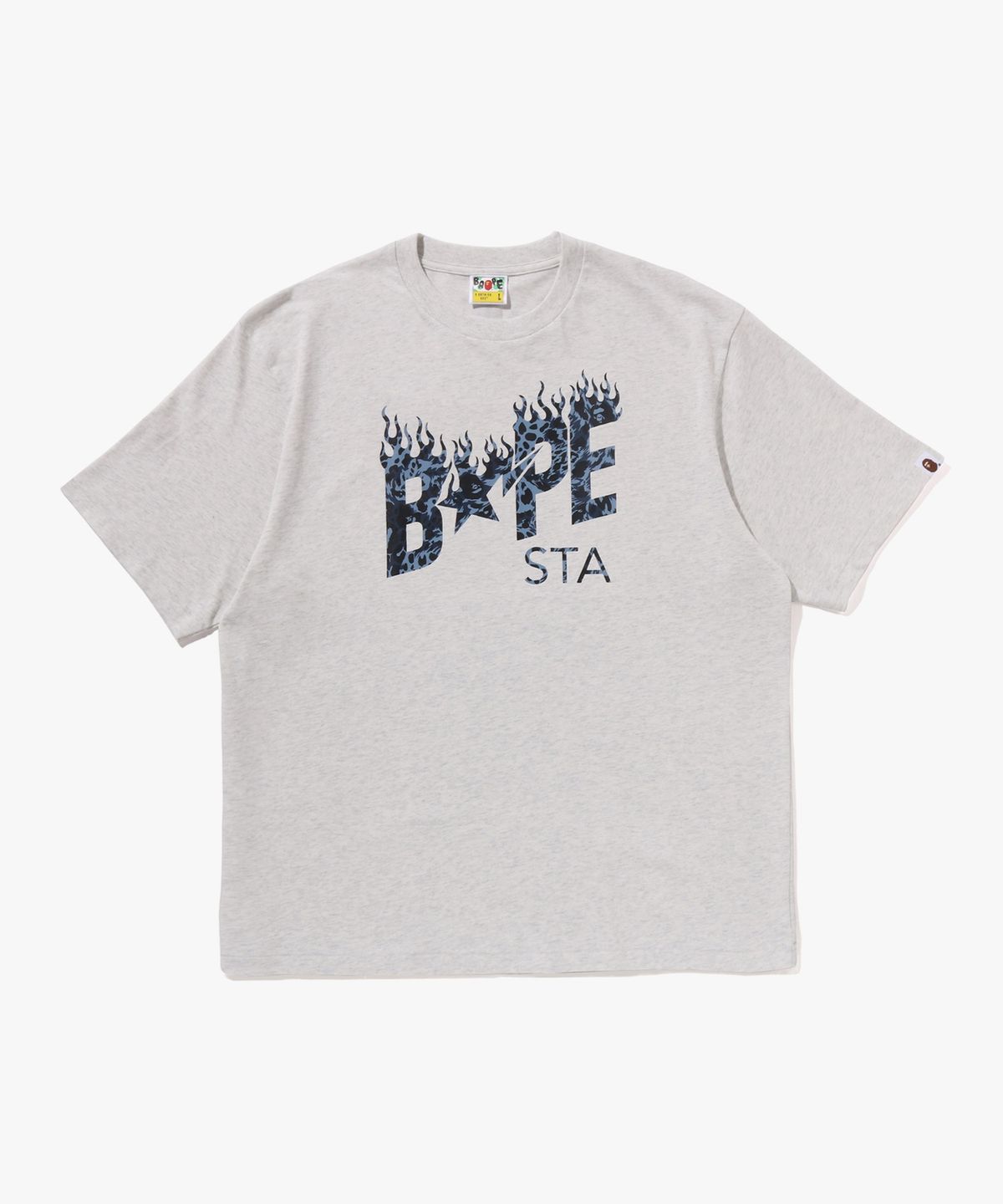 베이프(BAPE) 와일드 레오파드 패턴 베이프 스타 로고 릴렉스드 핏 티셔츠(M) GRAY