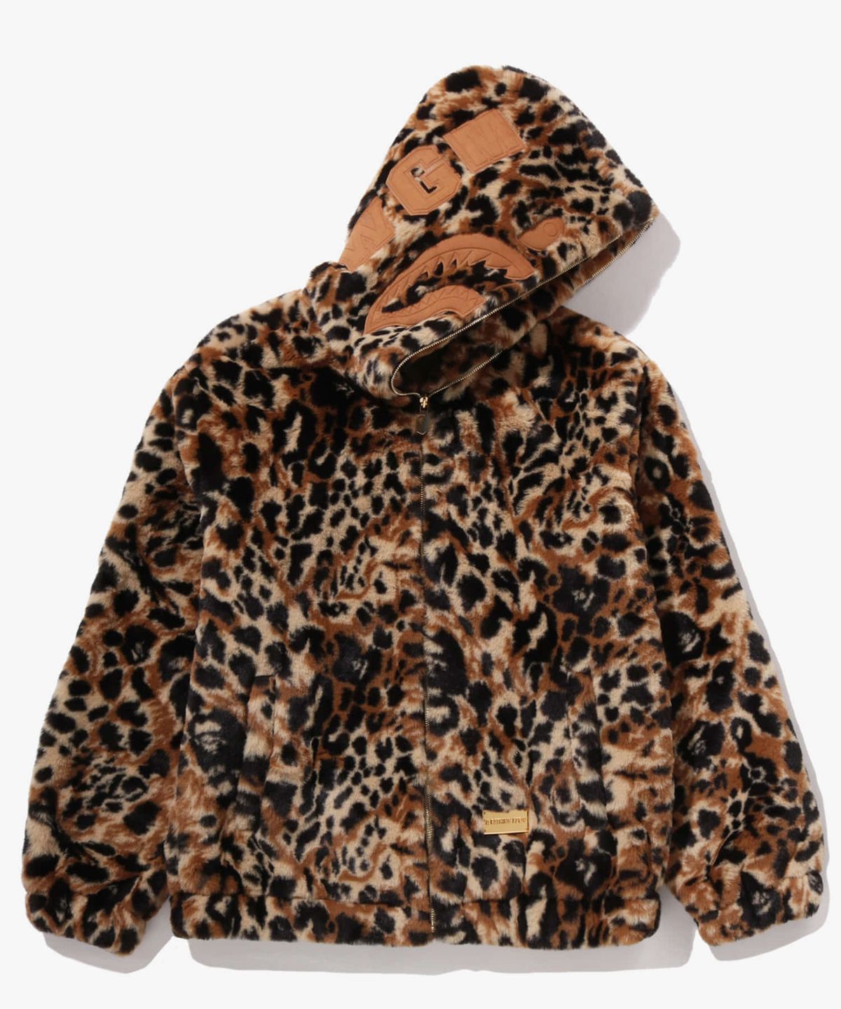 베이프(BAPE) 와일드 레오파드 패턴 포우 퍼 샤크 풀 집 자켓(M) BEIGE