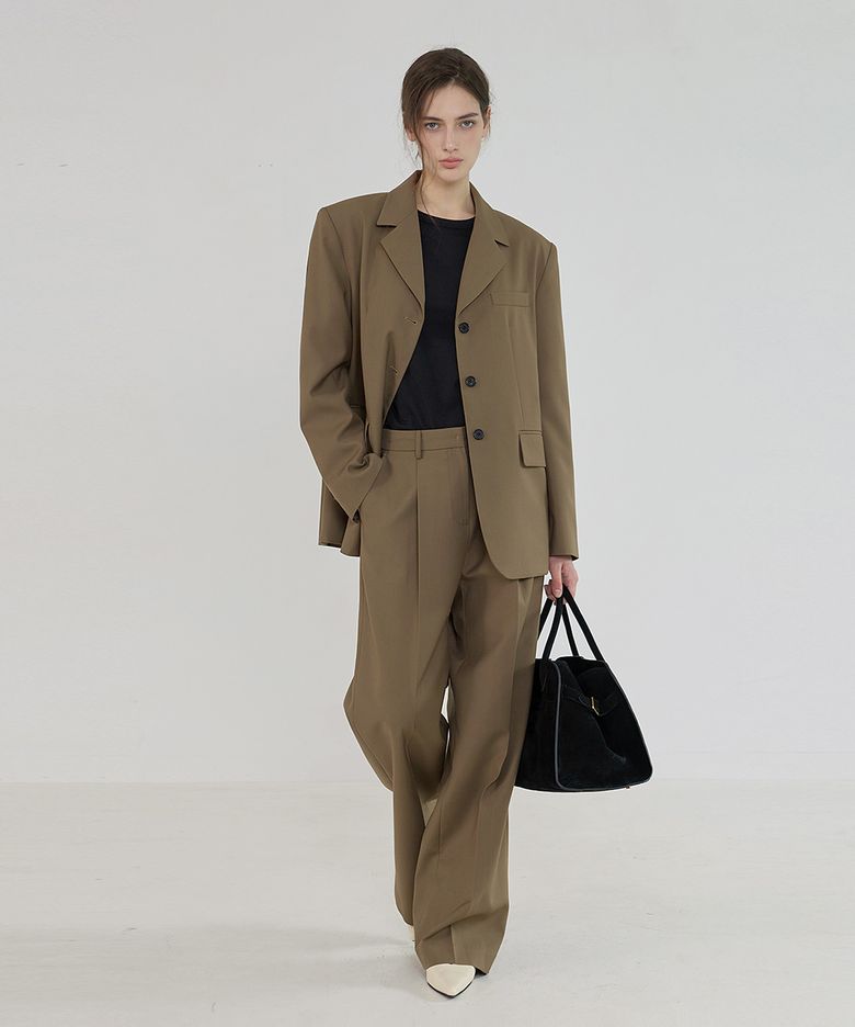 Low Rise Wide-Tuck Set Slacks