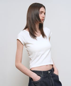 데일리 숏슬리브 브이넥 티셔츠 [WHITE] / GF1LTS513