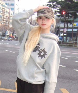 [유정 PICK] 카모 아플리케 후디 멜란지그레이