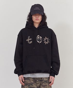 카모 아플리케 후디 블랙