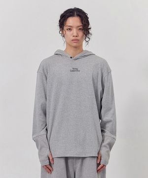 핑거홀 후드 롱슬리브 멜란지그레이