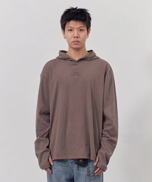 핑거홀 후드 롱슬리브 브라운