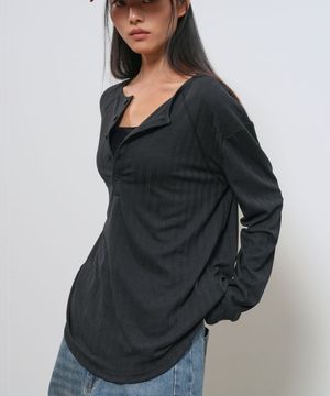 루즈핏 헨리넥 티셔츠 [BLACK] / GF1LTS516