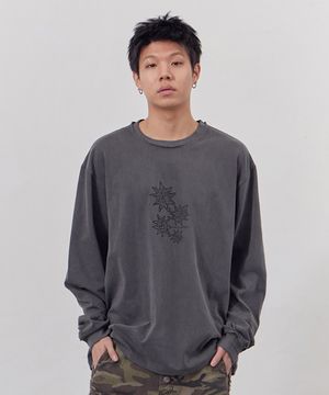 피그먼트 그래픽 롱슬리브 차콜