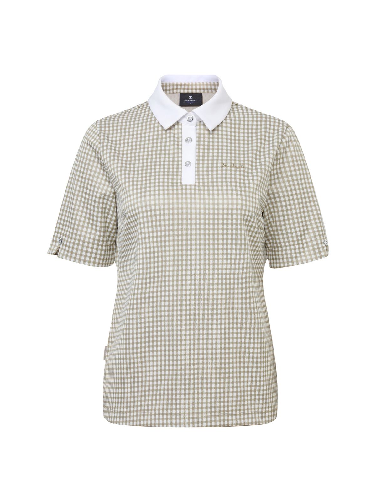 와이드앵글(WIDEANGLE) CO 깅엄 체크 5부 폴로 티셔츠 L_Beige