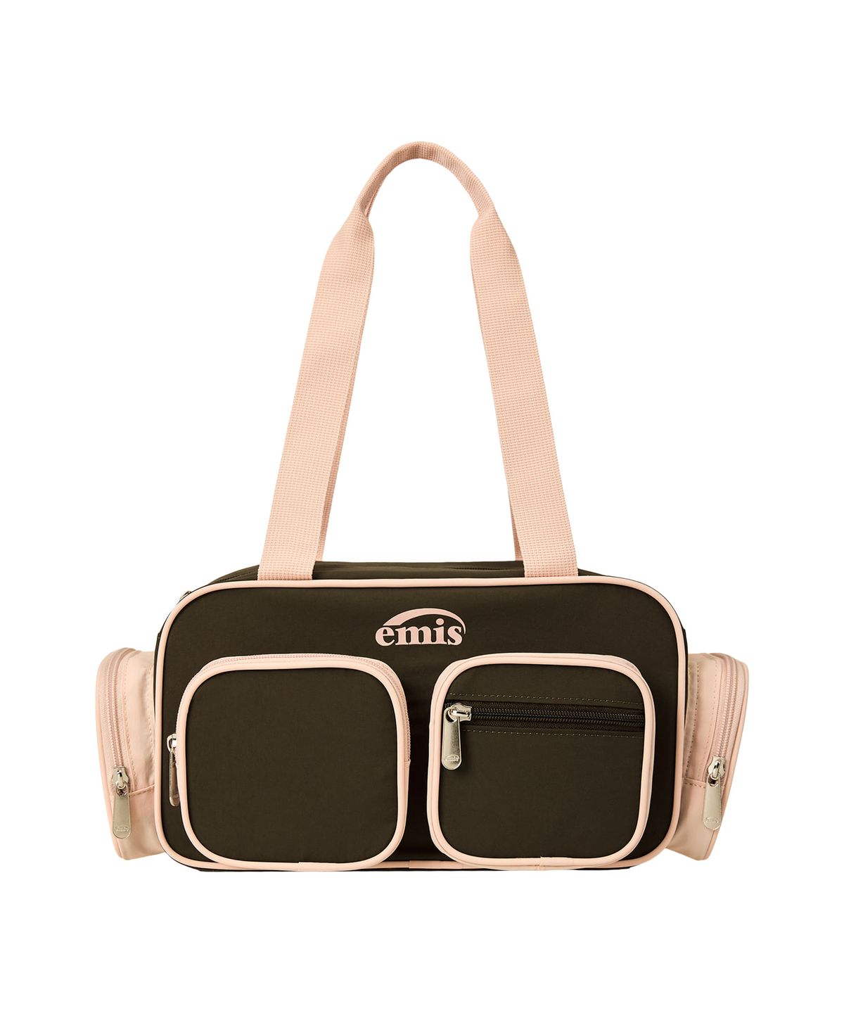 이미스(EMIS) NYLON COLOR-BLOCK SHOULDER BAG-BROWN
