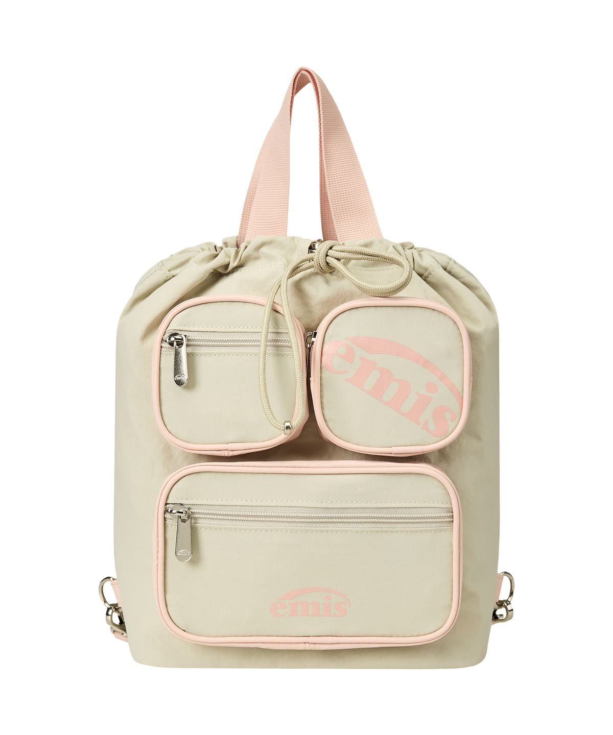 이미스(EMIS) NYLON COLOR-BLOCK BACKPACK-BEIGE