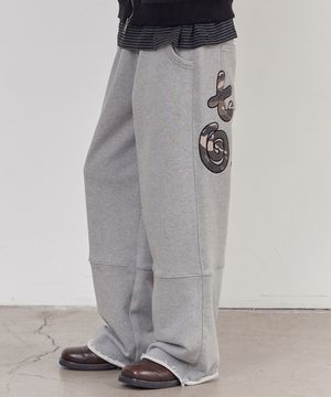 아플리케 스웻 팬츠 멜란지그레이