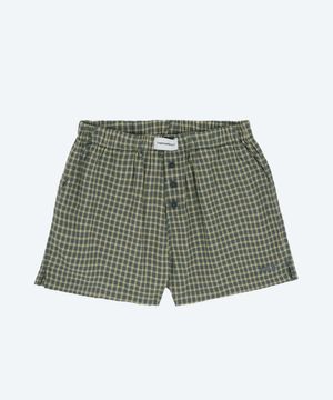 레이어드 체크 파자마 쇼츠 그린