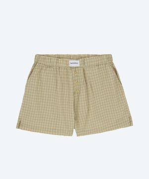 레이어드 체크 파자마 쇼츠 베이지