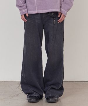 커브드 라인 데님 블랙